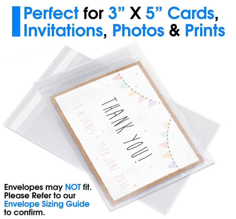 Pack It Chic - 3    X 5    (1000 Pack) Clear Resealable Cello Bags - Fits 3X5 Prints & Photos - Self Seal - Image 3